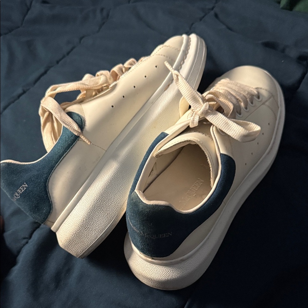 Alexander McQueen White and Blue Sneakers